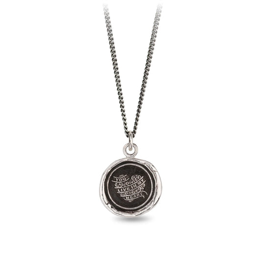 Pyrrha Talisman Necklace - You Live In My Heart - Silver