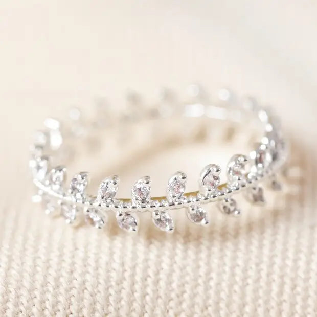 Ring - Crystal Leaves - Silver S/M