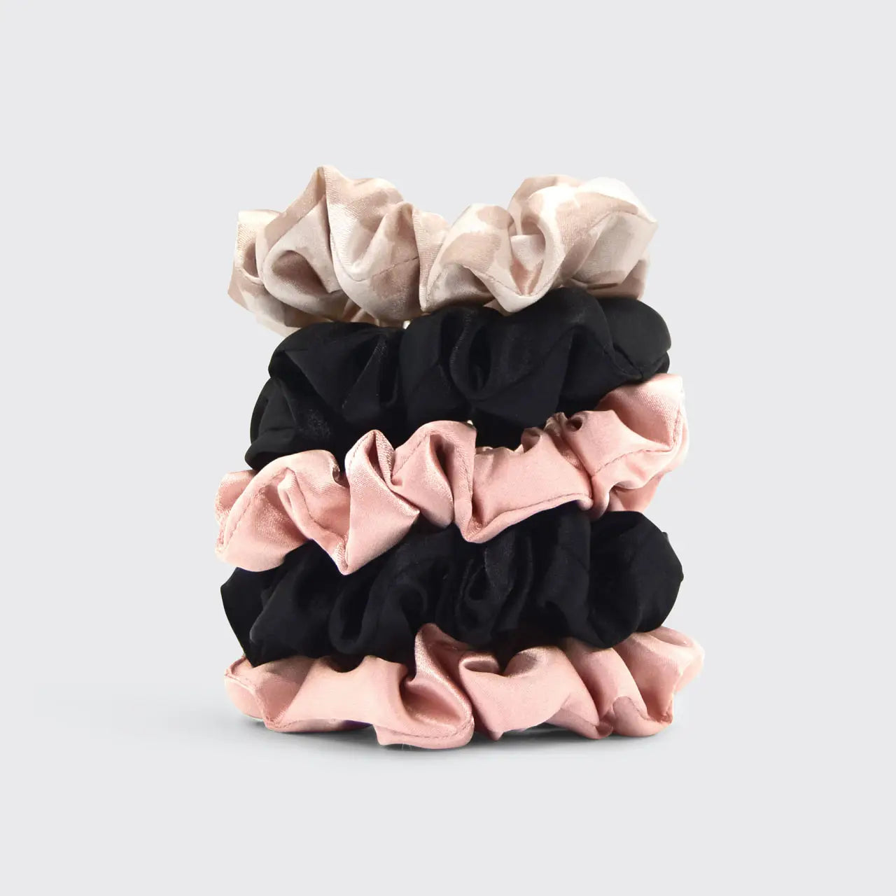 Scrunchie Set - Black & Blush Satin - Set of 5