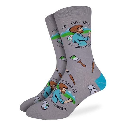 Socks - Men's Crew - Bob Ross Happy Accident