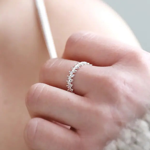 Ring - Crystal Leaves - Silver S/M