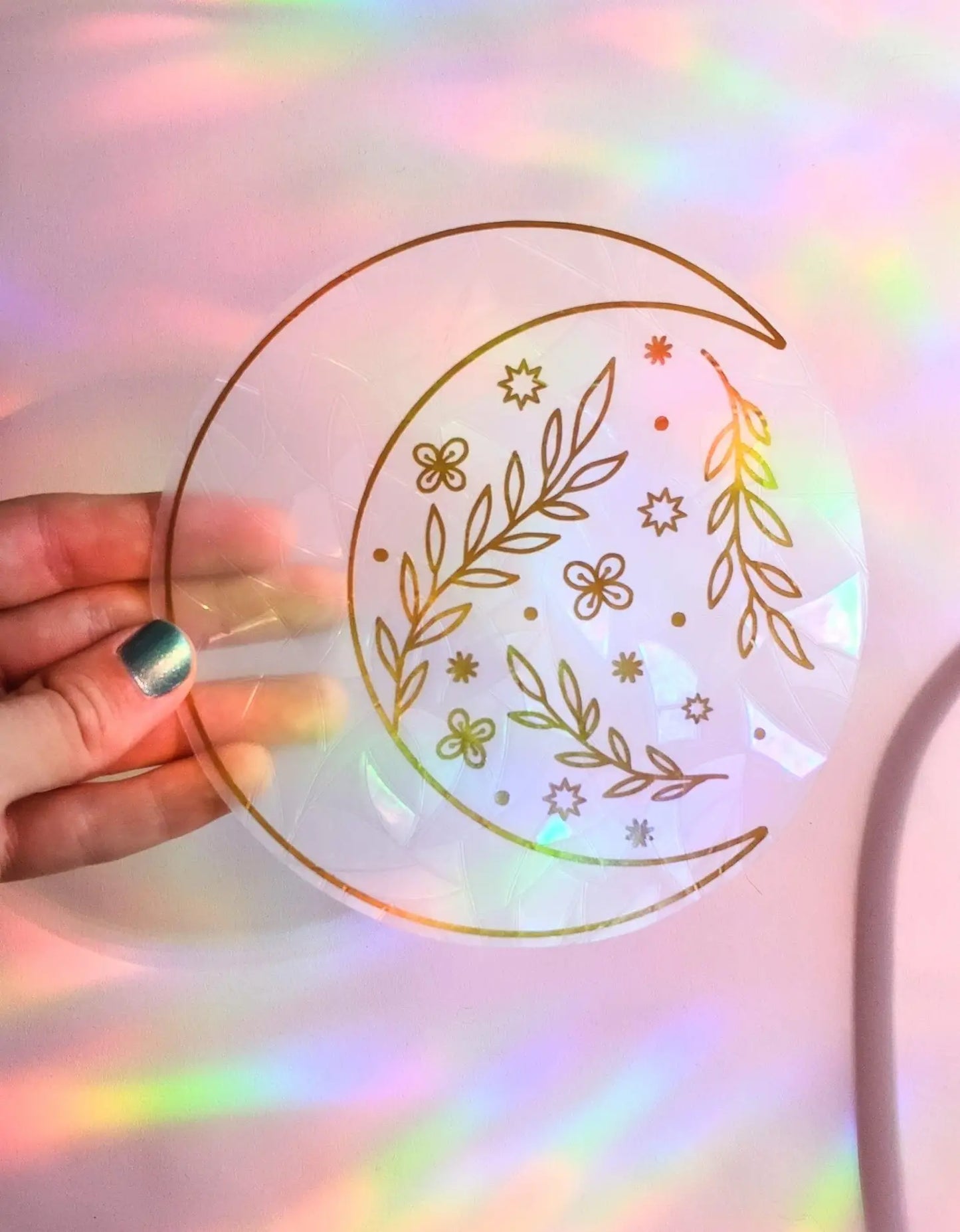 Suncatcher - Window Cling - Floral Moon
