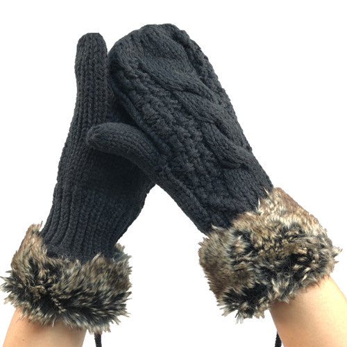 Mittens - Knit String - Black