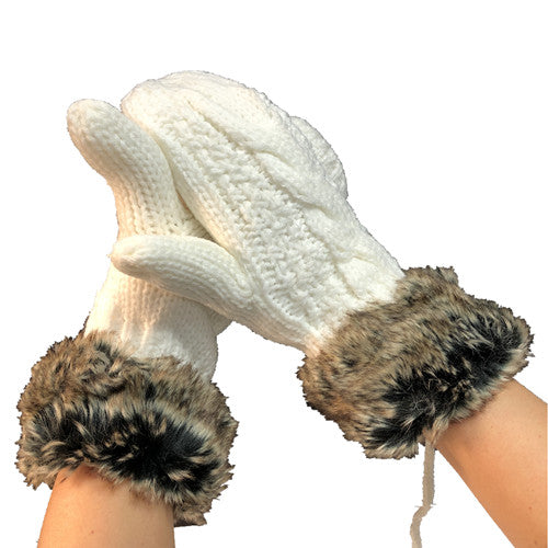 Mittens - Knit String - White