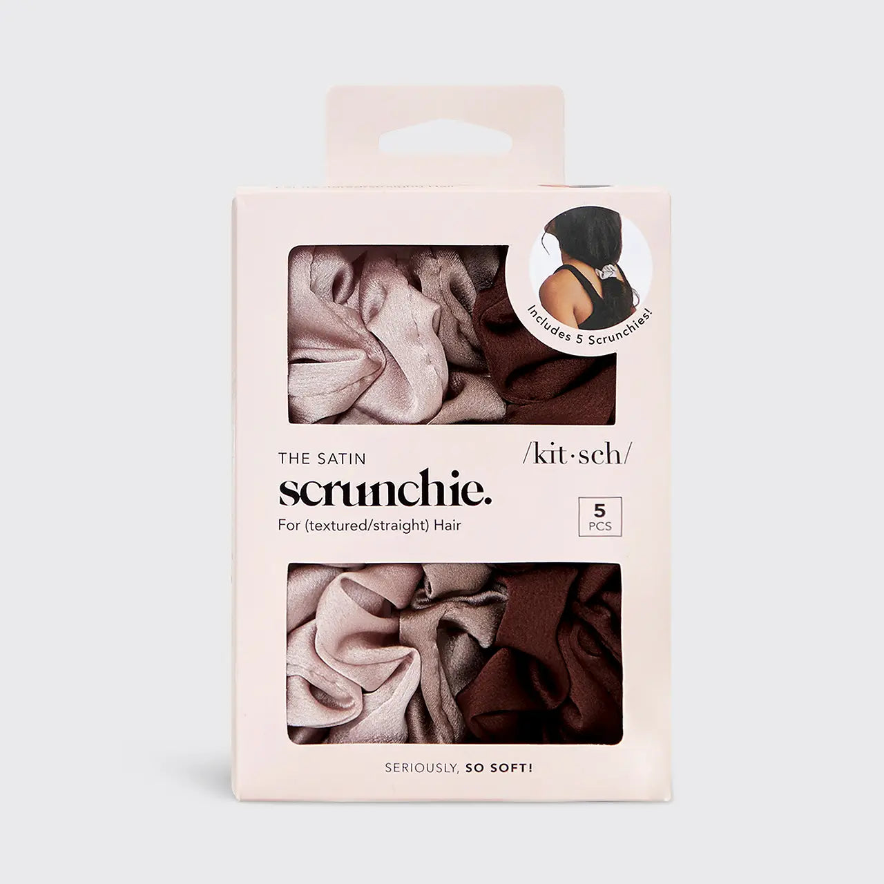 Scrunchie Set - Neutral Cameo Satin - Set of 5