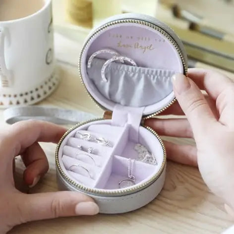Travel Jewelry Case - Round Grey