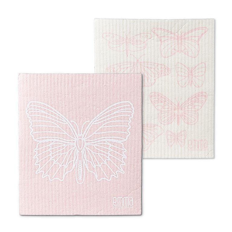 Swedish Dishcloth Set - Pink Butterfly - Set of 2