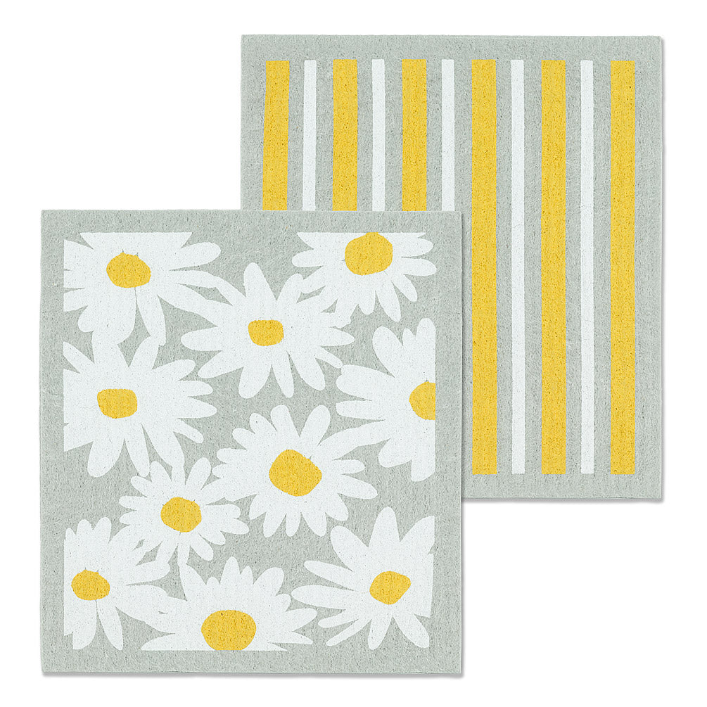 Swedish Dishcloth Set - Daisies & Stripes - Set of 2