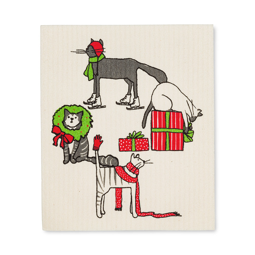 Swedish Dishcloth Set - Holiday Cats - Set of 2