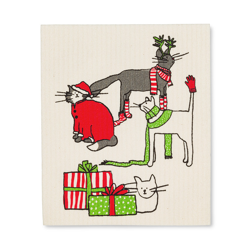 Swedish Dishcloth Set - Holiday Cats - Set of 2