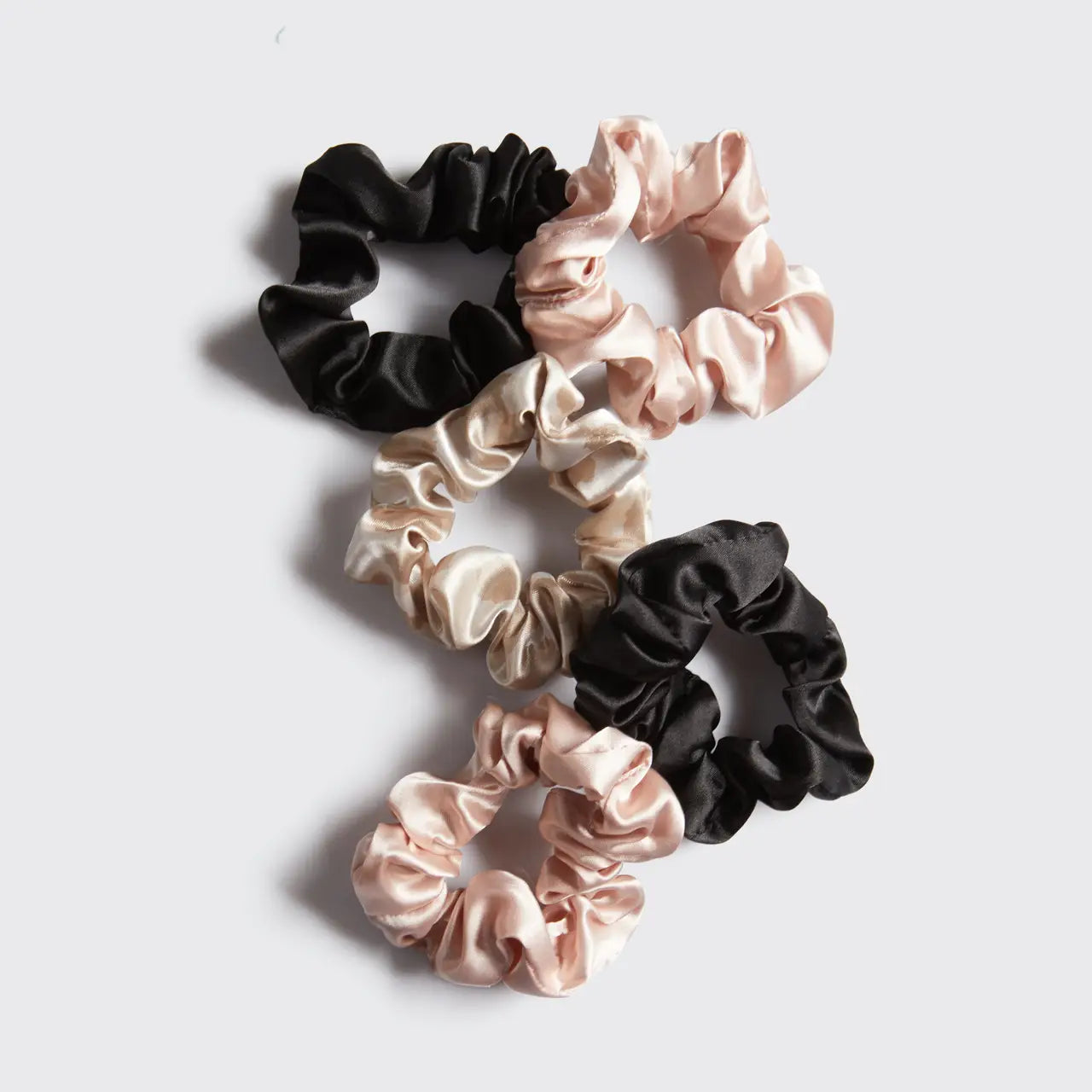 Scrunchie Set - Black & Blush Satin - Set of 5
