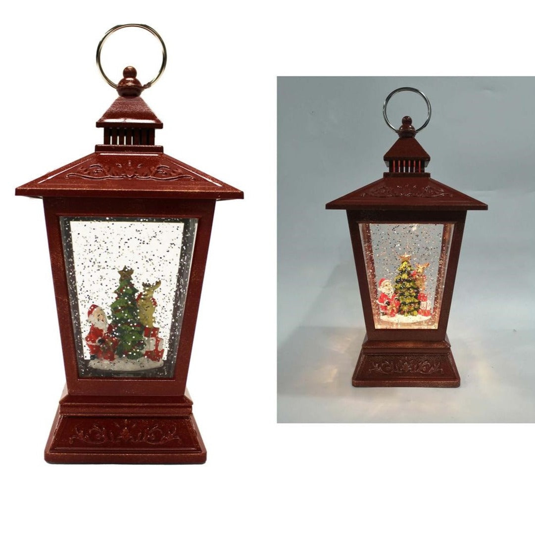 LED Lantern - Santa - Red 11"