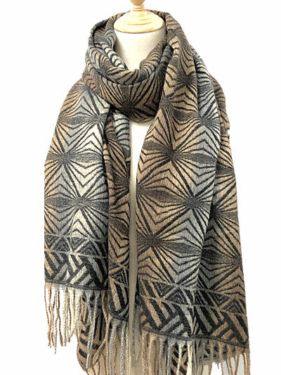 Scarf - Soft - Patterned Tan