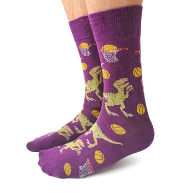 Socks - Large Crew - Dino Basketball