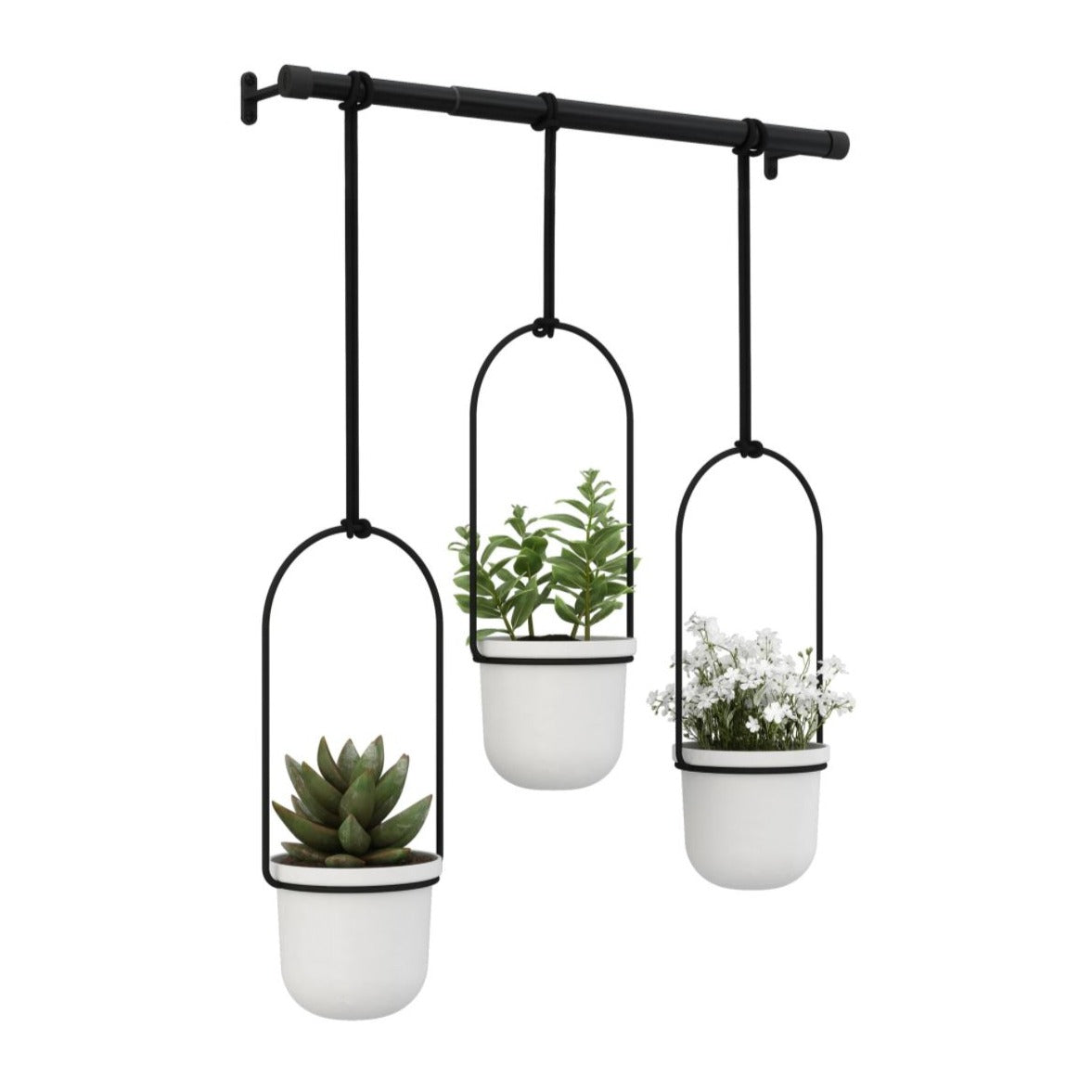 Triflora Hanging Planter - White