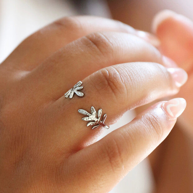 Adjustable Ring - Fern Leaf - Silver
