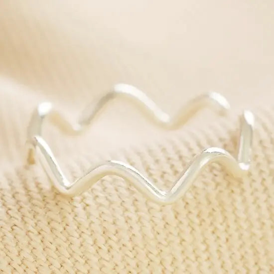 Adjustable Ring - Waves - Silver