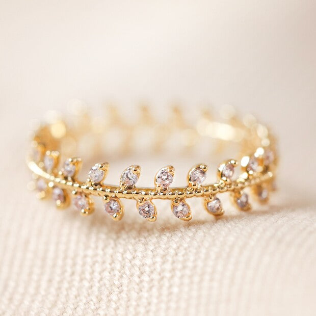 Ring - Crystal Leaves - Gold S/M