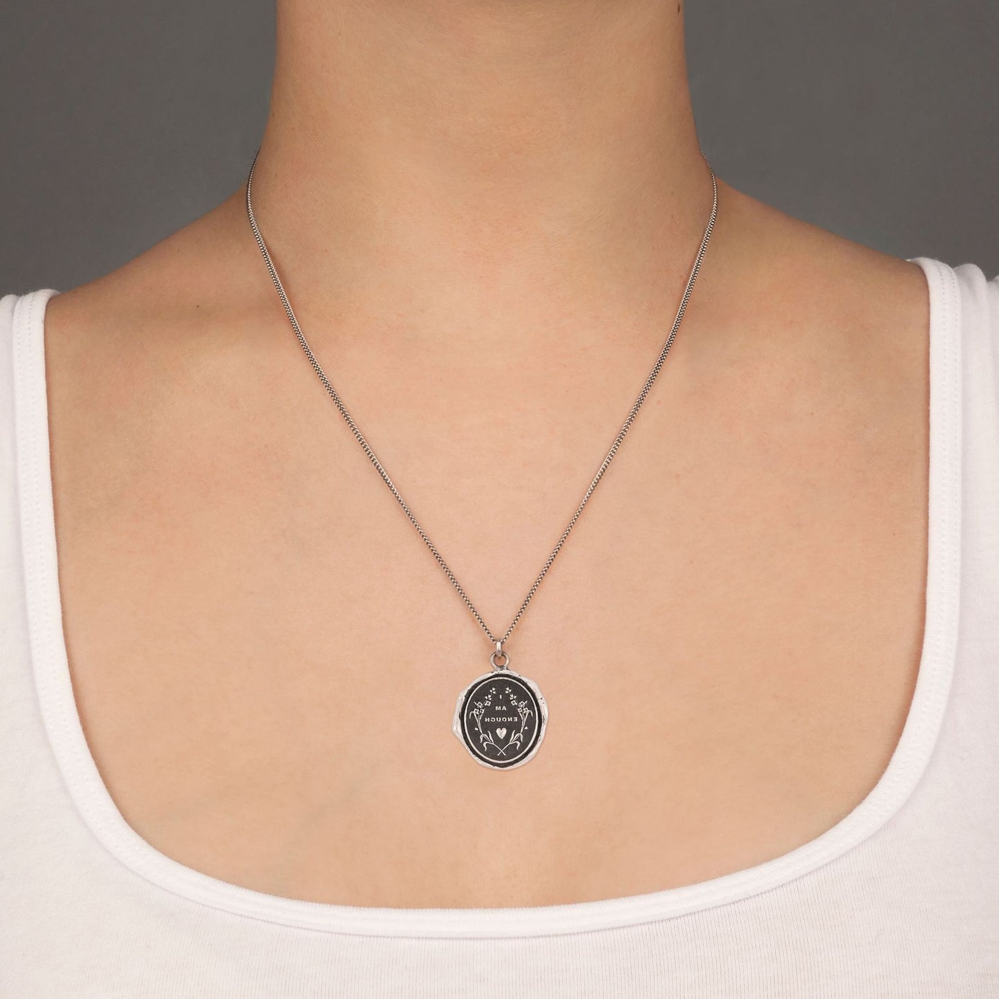 Pyrrha Talisman Necklace - I Am Enough - Silver