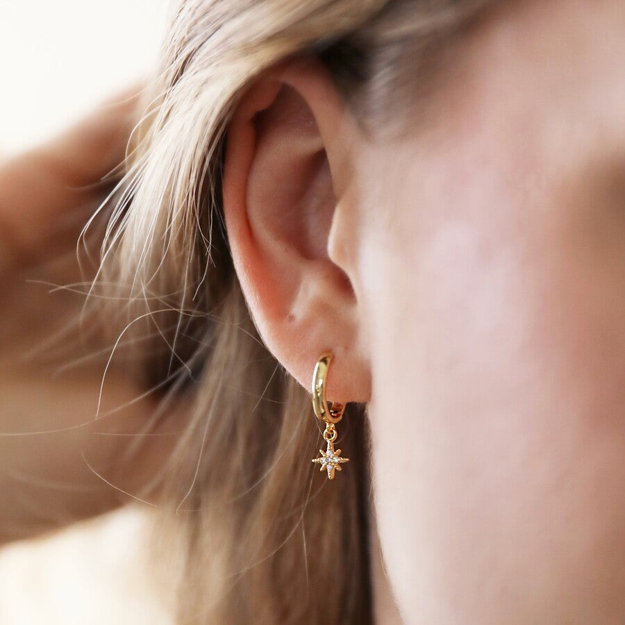 Earrings - Gold Huggies - Sun Star