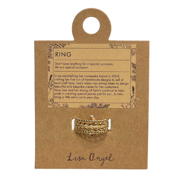 Adjustable Ring - Grecian Leaf - Gold