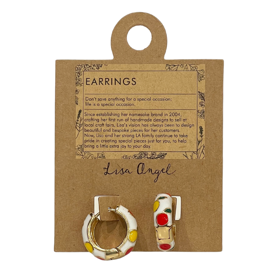 Earrings - Gold Hoops - Fruit Enamel