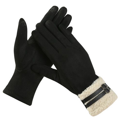 Gloves - Sherpa Cuff with Strap - Black