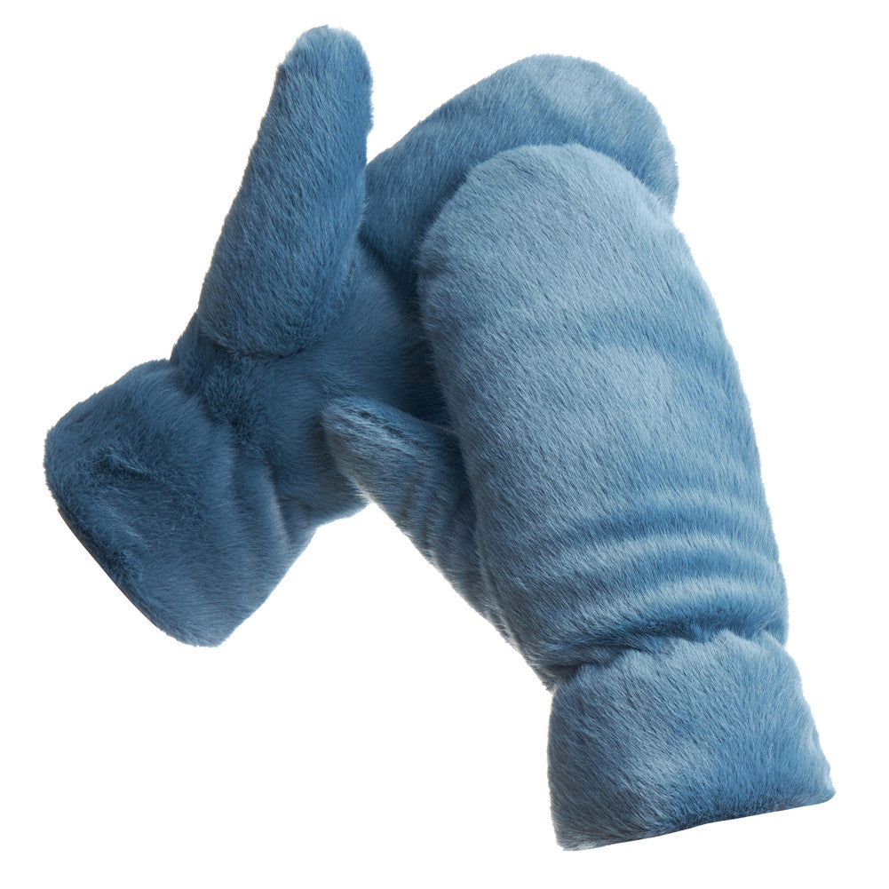 Mittens - Faux Fur Puffer Plush - Blue