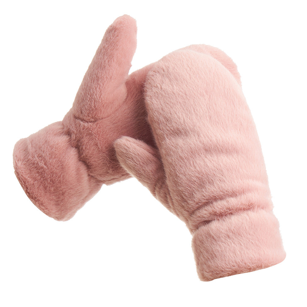 Mittens - Faux Fur Puffer Plush - Pink