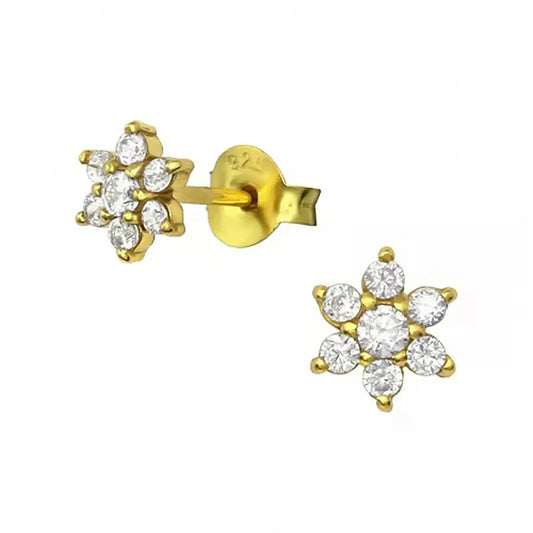 Earrings - Flower Crystal - Gold