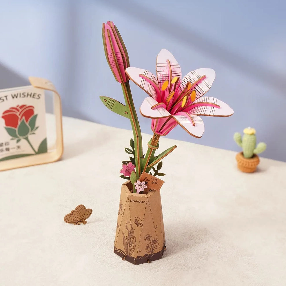 3D Wooden Puzzle - Flower - Pink Lily