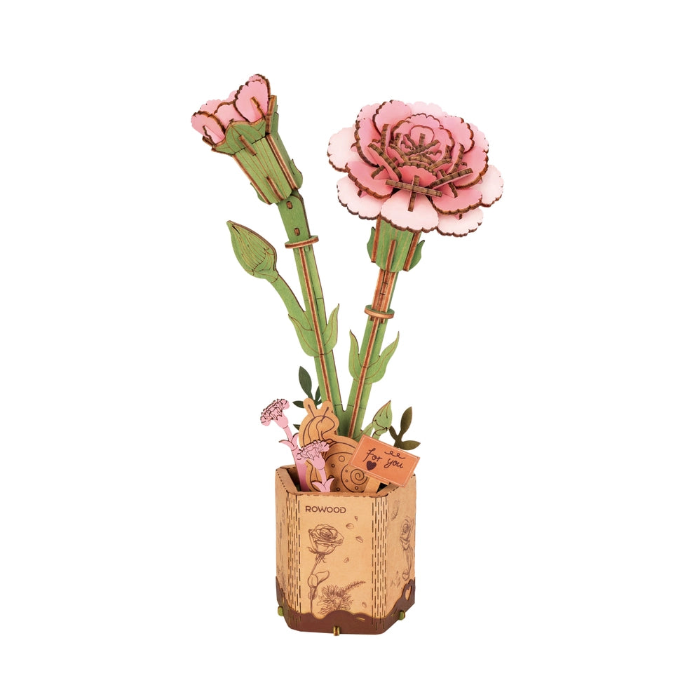 3D Wooden Puzzle - Flower - Pink Carnation