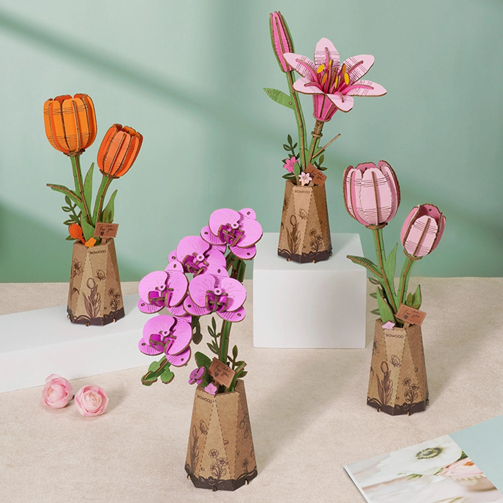 3D Wooden Puzzle - Flower - Purple Moth Orchid