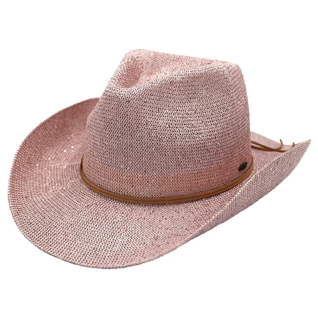 Cowboy Hat - Sequin - Rose