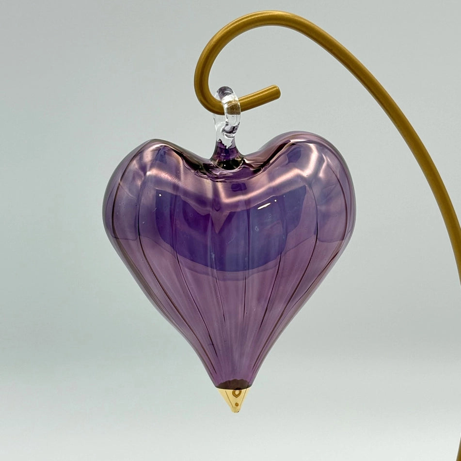 Ornament - Blown Glass - Mauve Heart