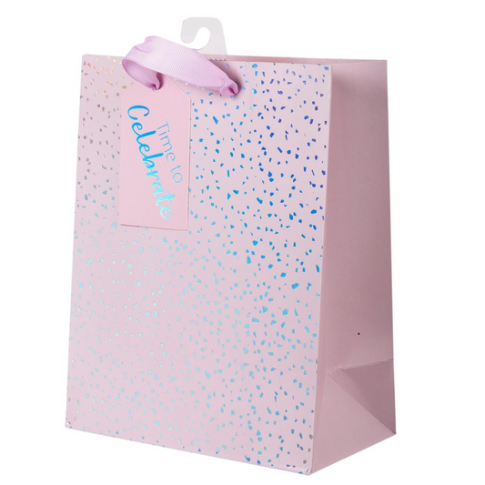 Medium Gift Bag - Pink Sparkles Celebrate - 9"