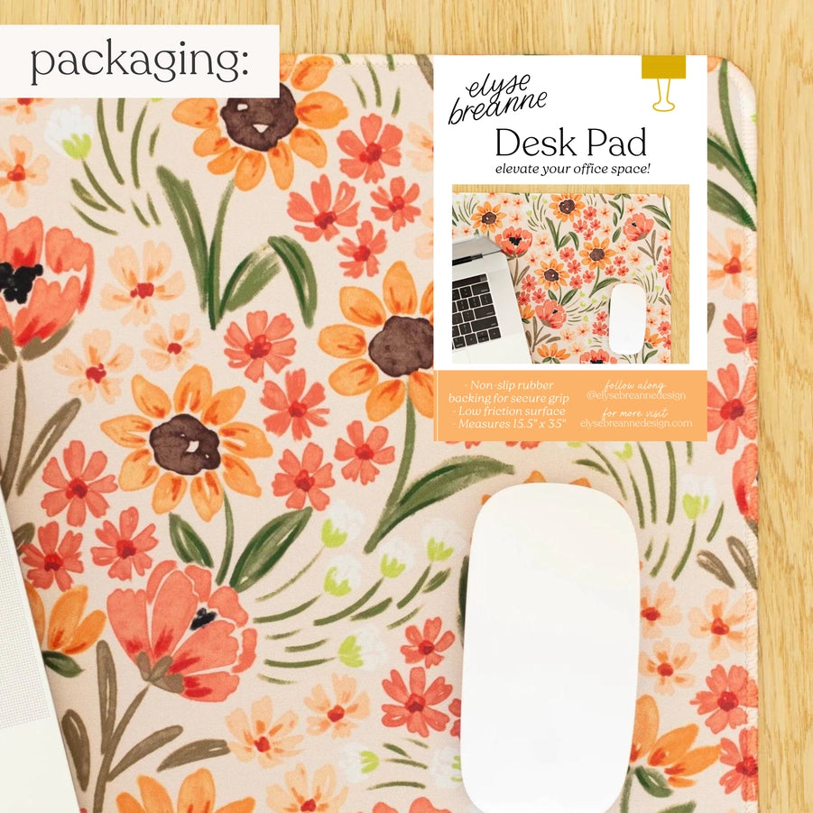 Desk Mat - Sunny Poppies - 24 x 14