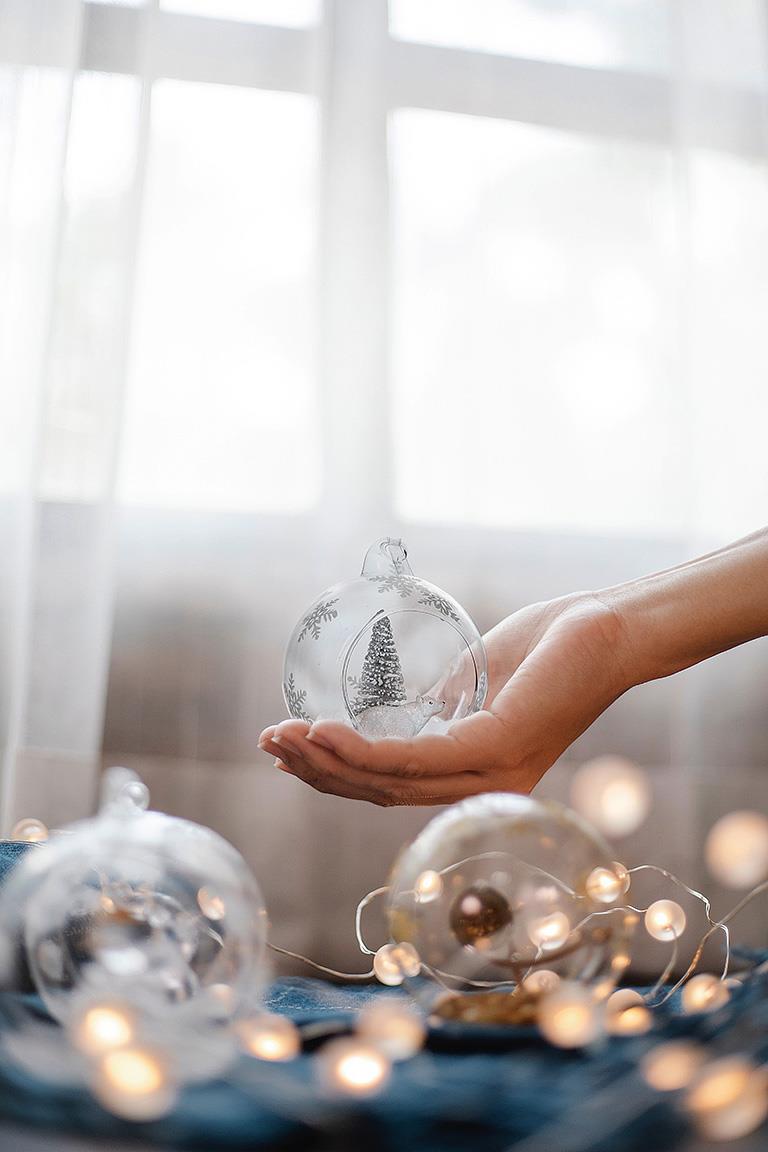 Ornament - Glass Polar Bear & Tree