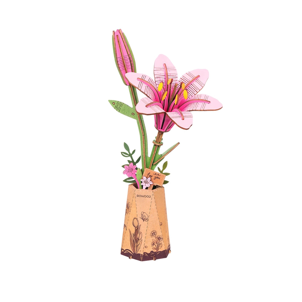 3D Wooden Puzzle - Flower - Pink Lily