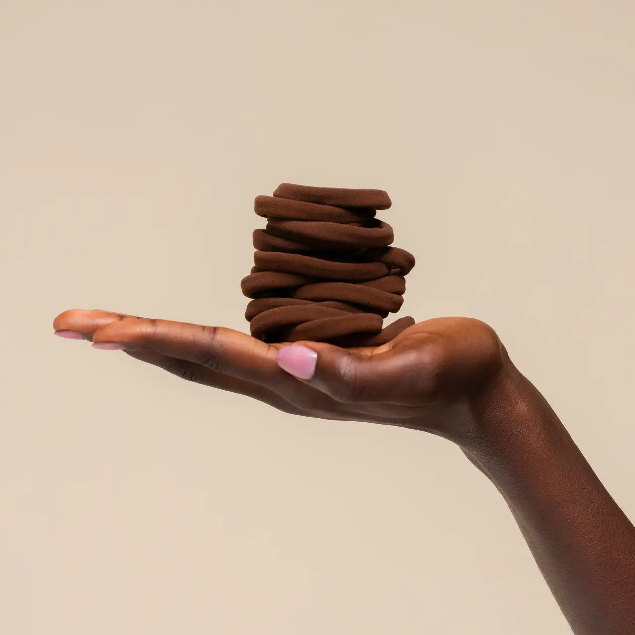 Hair Elastics - Nylon - Chocolate Brown Set of 20