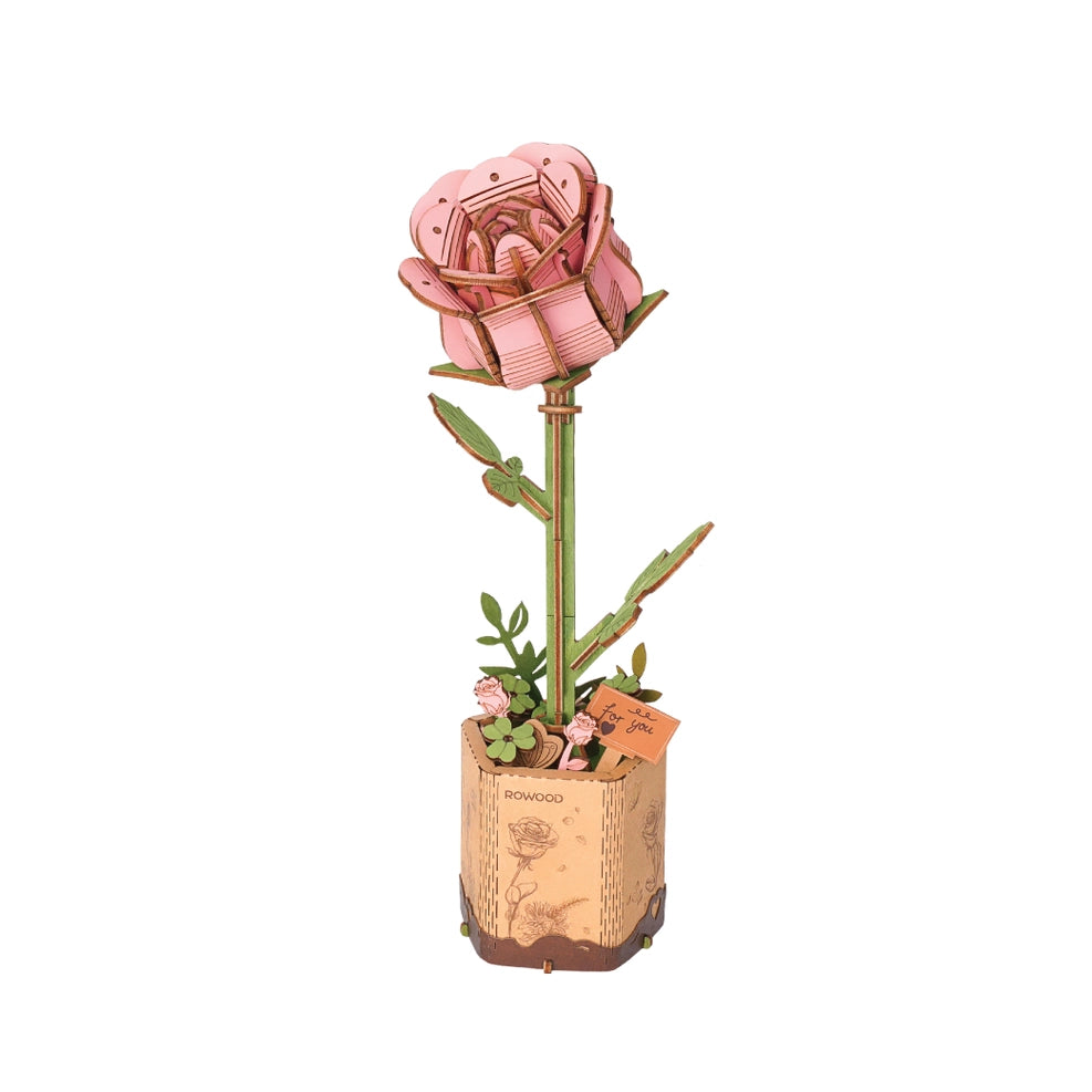 3D Wooden Puzzle - Flower - Pink Rose