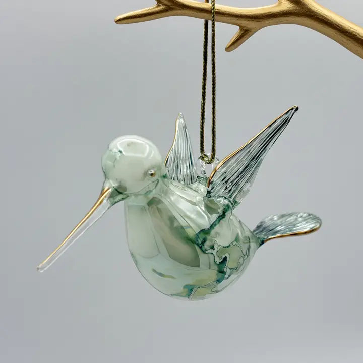 Ornament - Blown Glass - Green Hummingbird