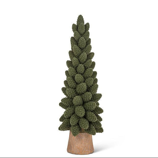 Decor Tree - Velvet Pinecones - Green 12"