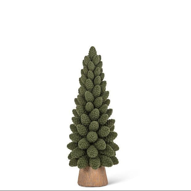 Decor Tree - Velvet Pinecones - Green 9.5"