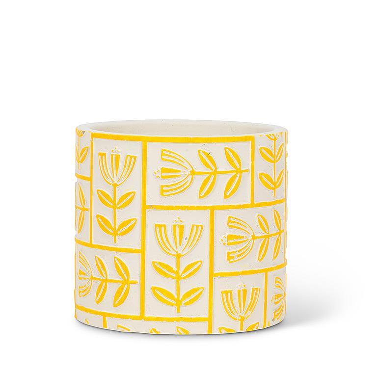 Planter - Yellow Floral Grid - Small 4"