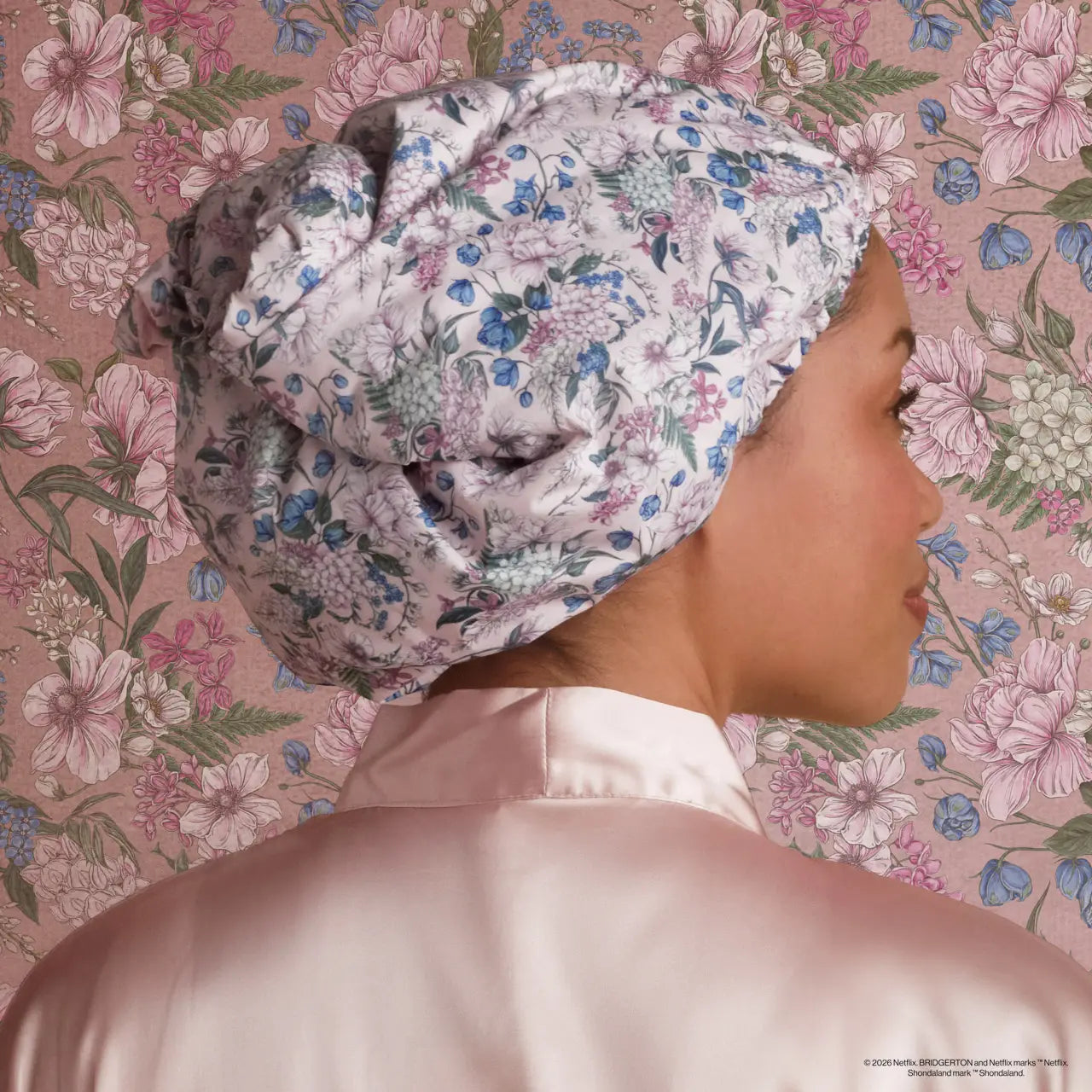 Shower Cap - Satin - Bridgerton Wisteria Floral