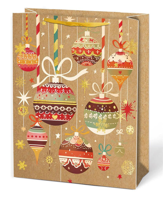 Large Gift Bag - Red Ornaments - 12"