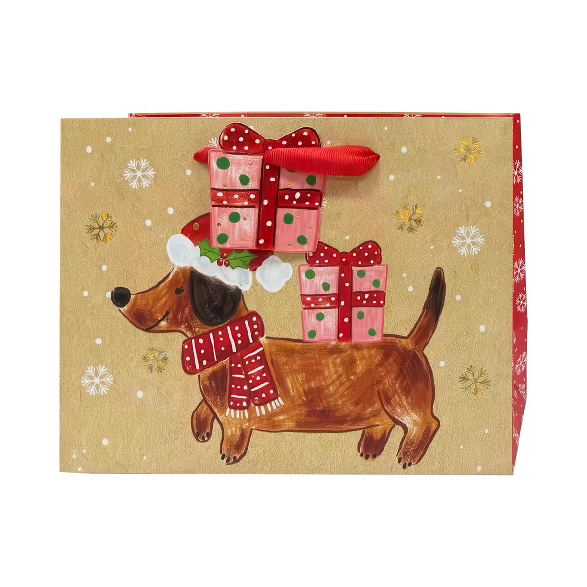 Medium Gift Bag - Xmas Dogs - 9"