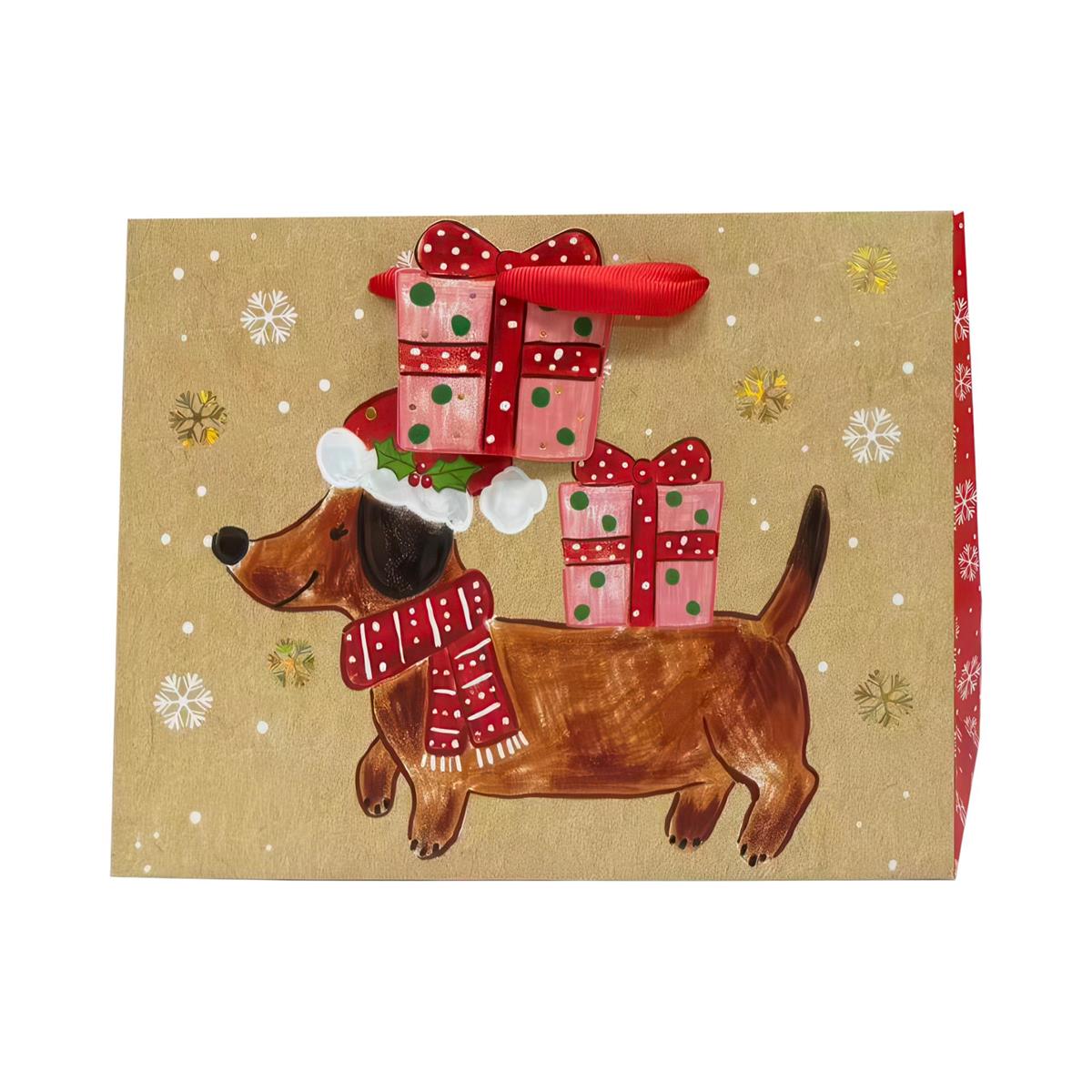 Large Gift Bag - Xmas Dogs - 12"