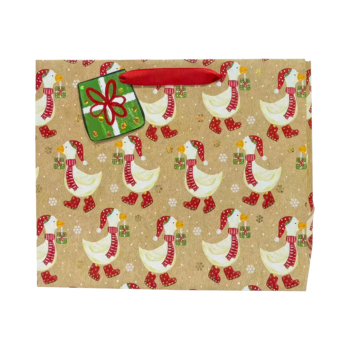 Large Gift Bag - Christmas Geese - 12"